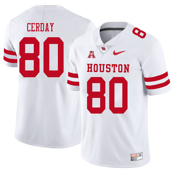 2018 Men #80 Colton Cerday Houston Cougars College Football Jerseys Sale-White